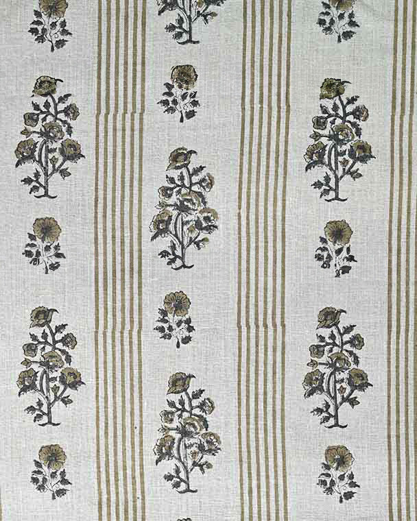 Arla Hand Block Printed Linen Fabric