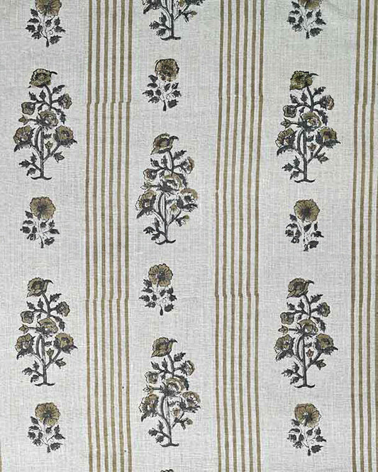 Arla Hand Block Printed Linen Fabric