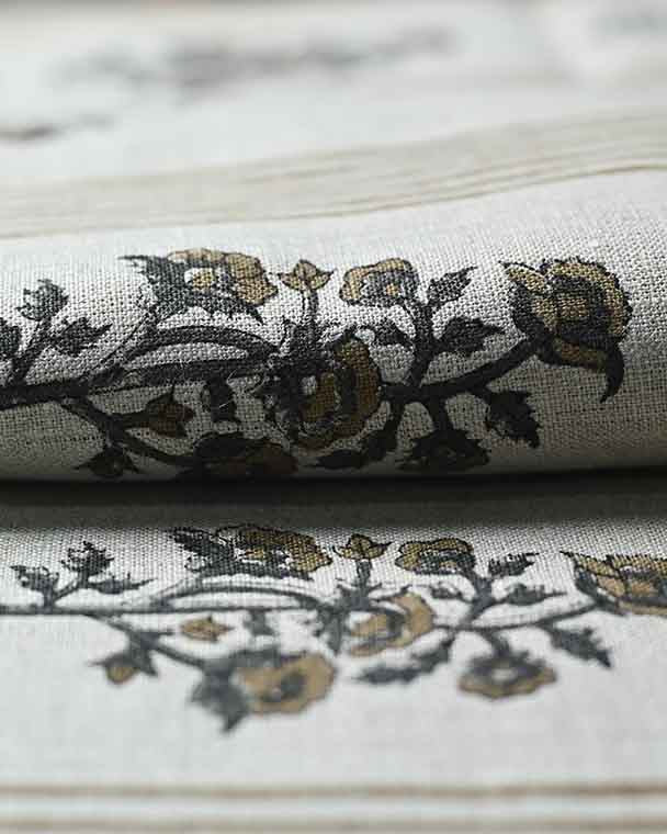 Arla Hand Block Printed Linen Fabric