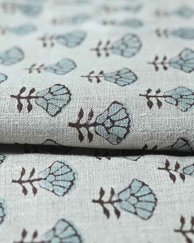 Arianna Block Printed Upholstery Linen Fabric