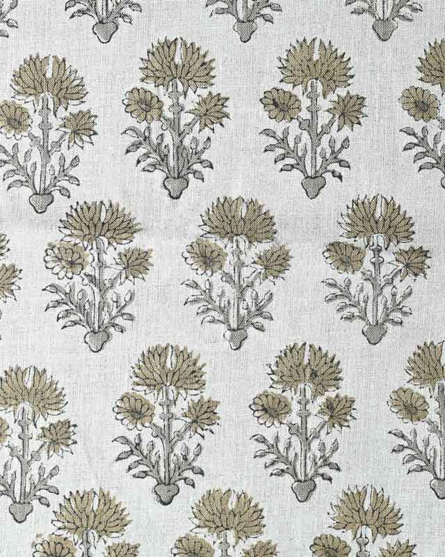 Sylvia Hand Block Printed Linen Fabric