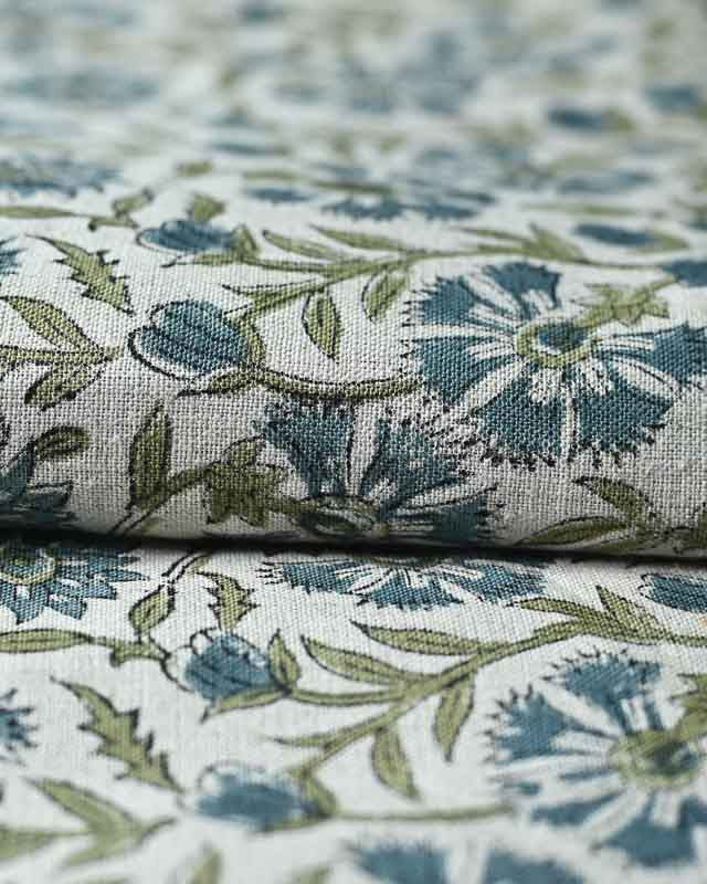 Veronica Hand Block Printed Linen Fabric