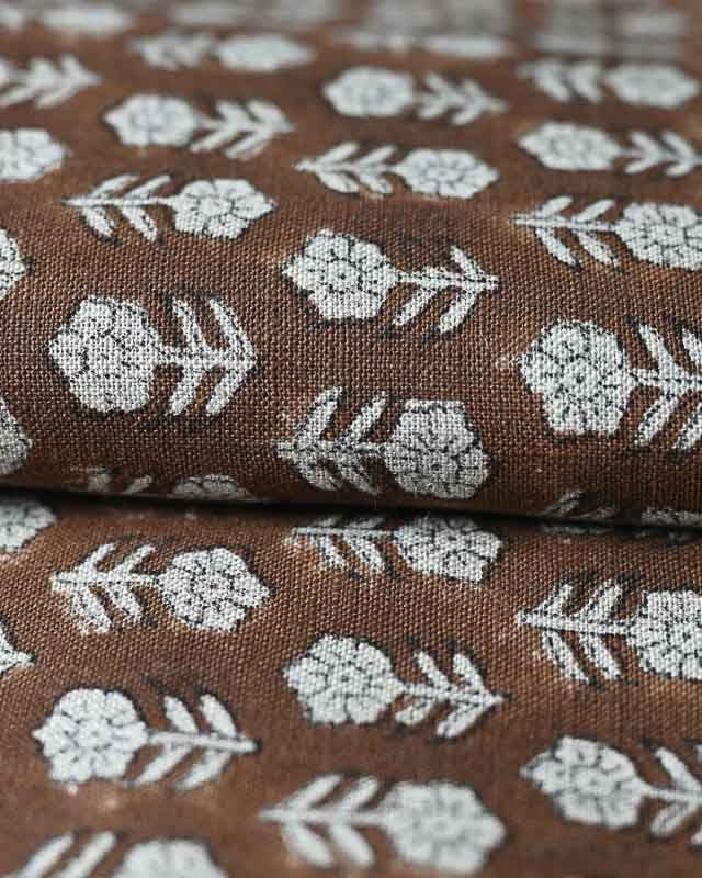 Jade Hand Block Printed Linen Fabric