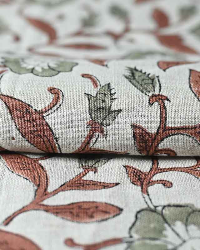 Ingrid Block Print Handloom Linen Fabric