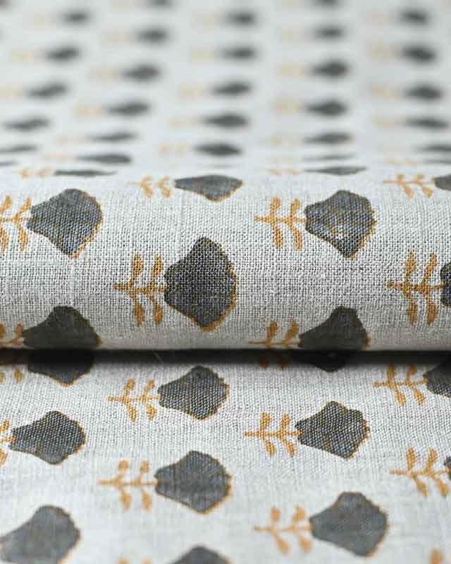 Arianna Block Printed Upholstery Linen Fabric