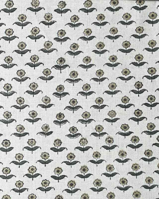 Zinni Handloom Block Print Linen Fabric