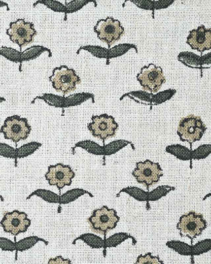 Zinni Handloom Block Print Linen Fabric
