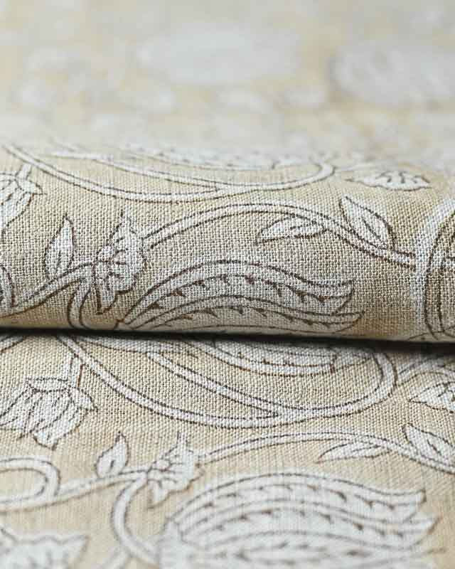 Vivienne Block Print Upholstery Linen Fabric