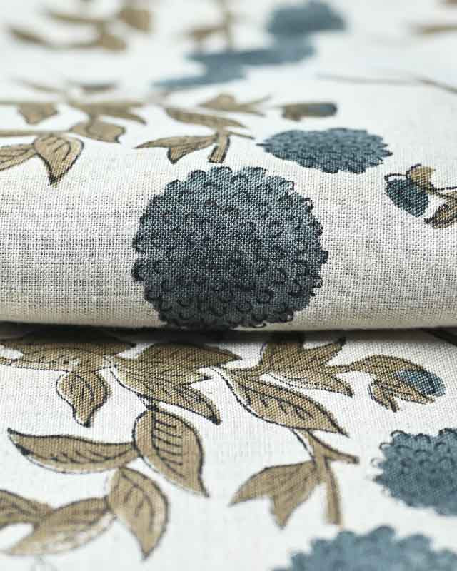 Lily Hand Printed Linen Fabric