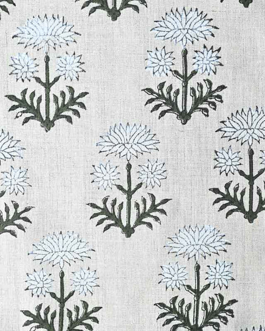 Sylvia Hand Block Printed Linen Fabric
