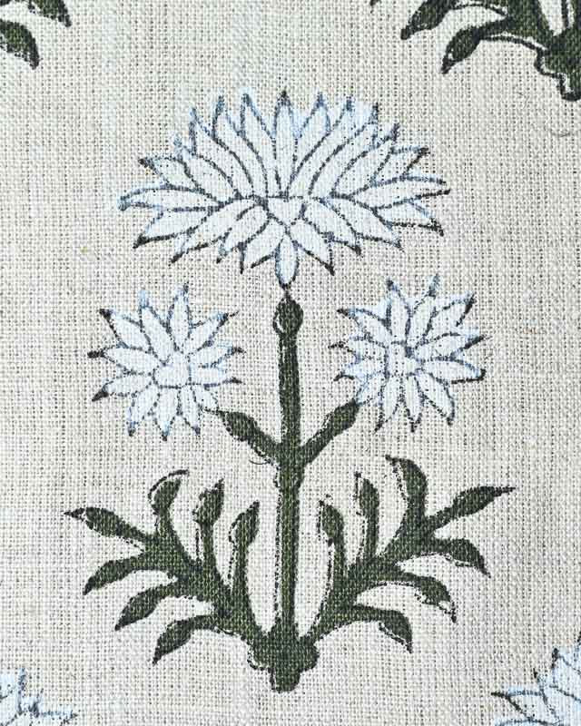Sylvia Hand Block Printed Linen Fabric