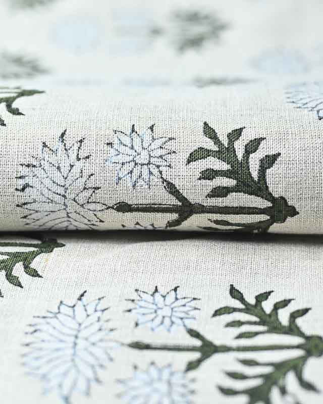 Sylvia Hand Block Printed Linen Fabric