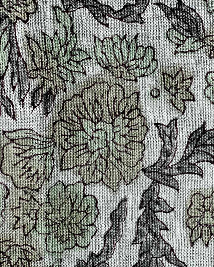 Verbena Hand Block Printed Linen Fabric
