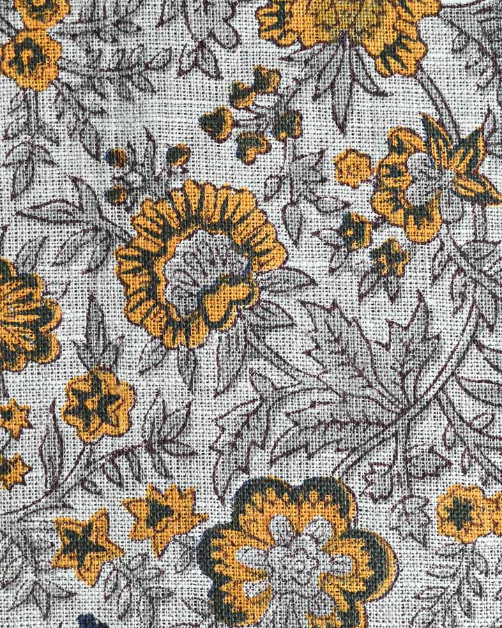 Sweet Pea Hand Block Printed Linen Fabric