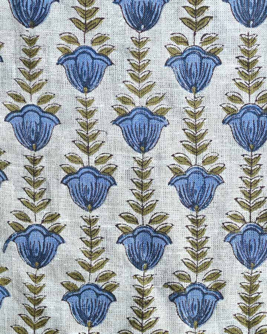Sean Hand Block Printed Linen Fabric