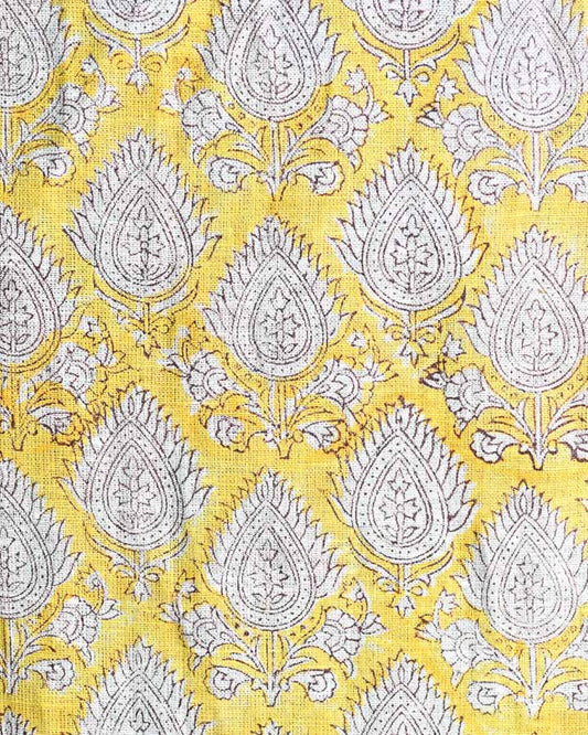 Ivy Hand Block Printed Linen Fabric