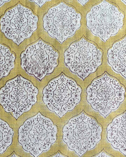 Ruby Hand Block Printed Linen Fabric