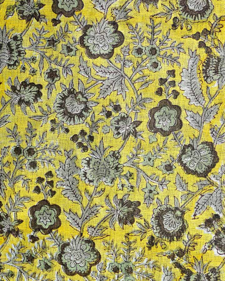 Larkspur Hand Block Printed Linen Fabric
