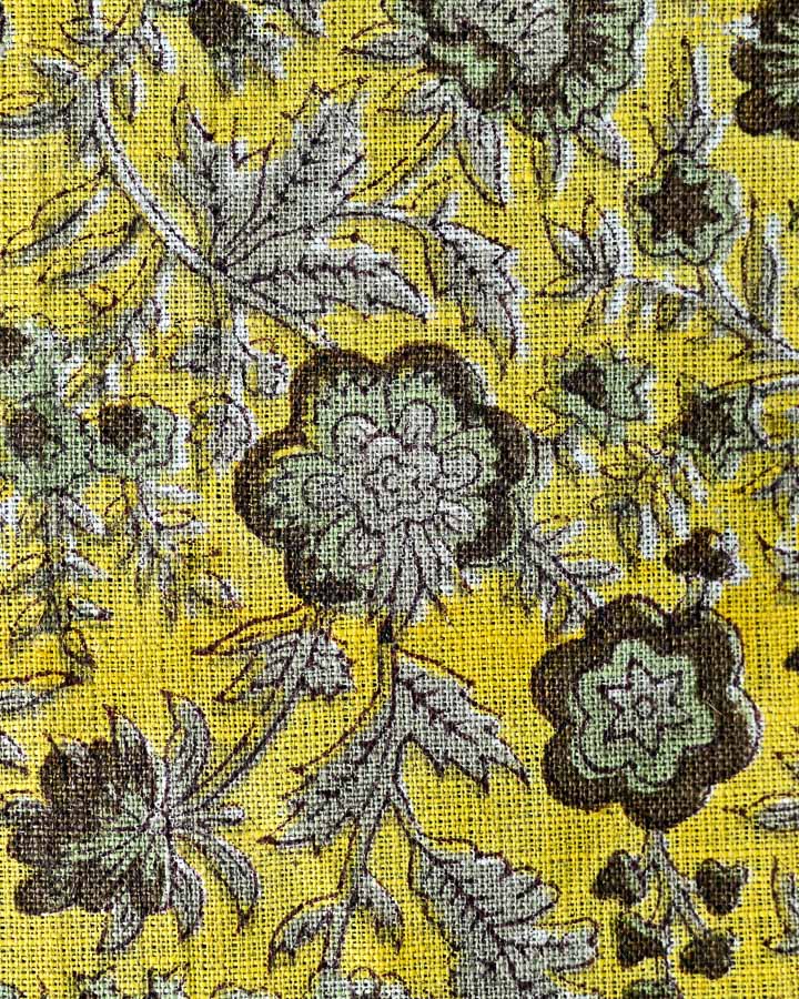 Larkspur Hand Block Printed Linen Fabric