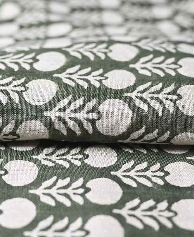 Edison Hand Block Printed Indian Linen Fabric