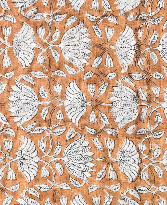 Tulip Flower Block Print Upholstery Fabric