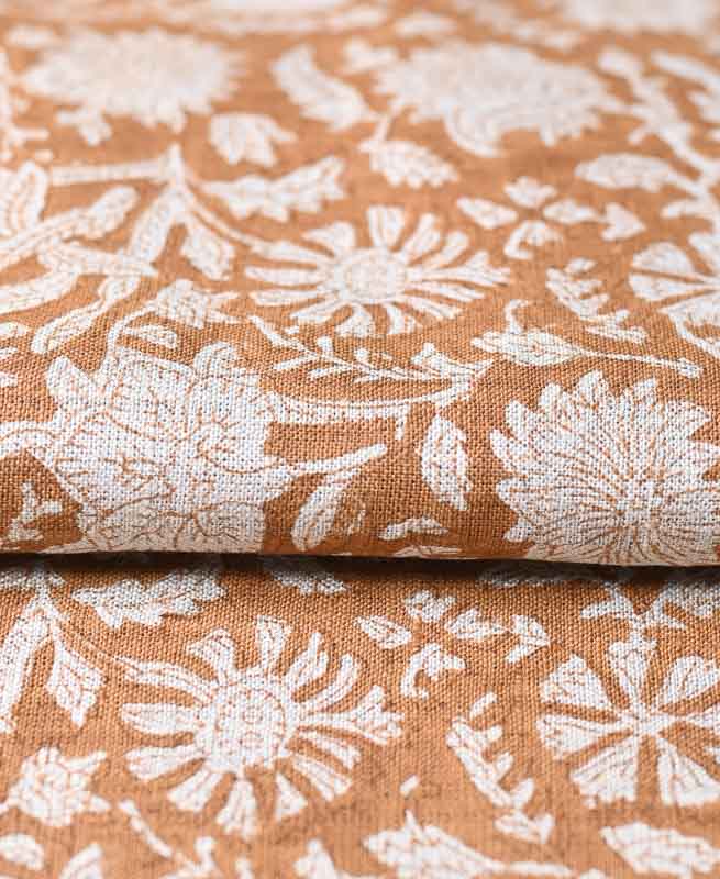Bradley Hand Block Printed Linen Upholstery Fabric