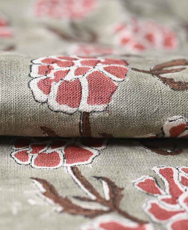 Joselyn Indian Hand Block Print Linen Fabric