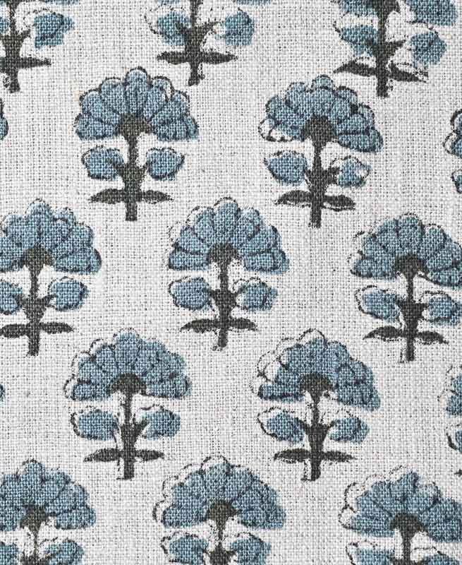 Sage Linen Block Print Fabric