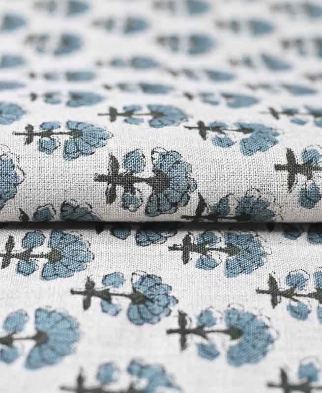 Sage Linen Block Print Fabric