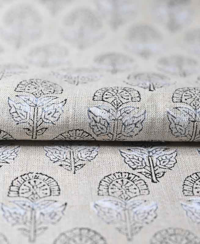 Peregrine Block Print Thick Linen Fabric