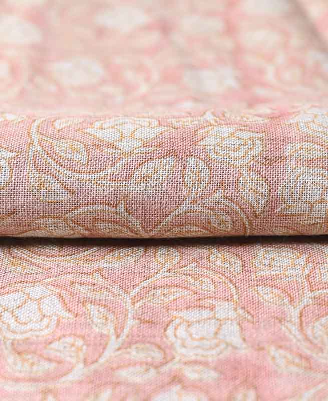 Clementine Hand Block Printed Linen Fabric