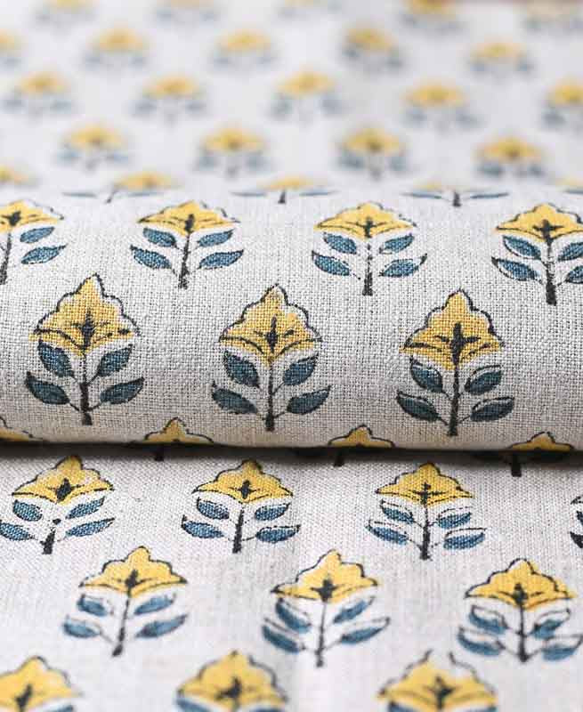 Sansa Handloom Linen Block Print Fabric