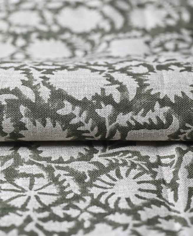 Layla Hand Block Printed Linen Upholstery Fabric