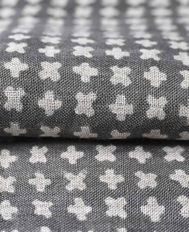 Enoki Designer Hand Block Print Linen Fabric For Upholstery