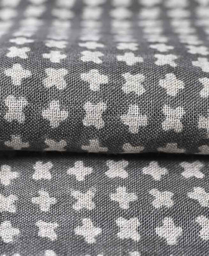 Enoki Designer Hand Block Print Linen Fabric For Upholstery