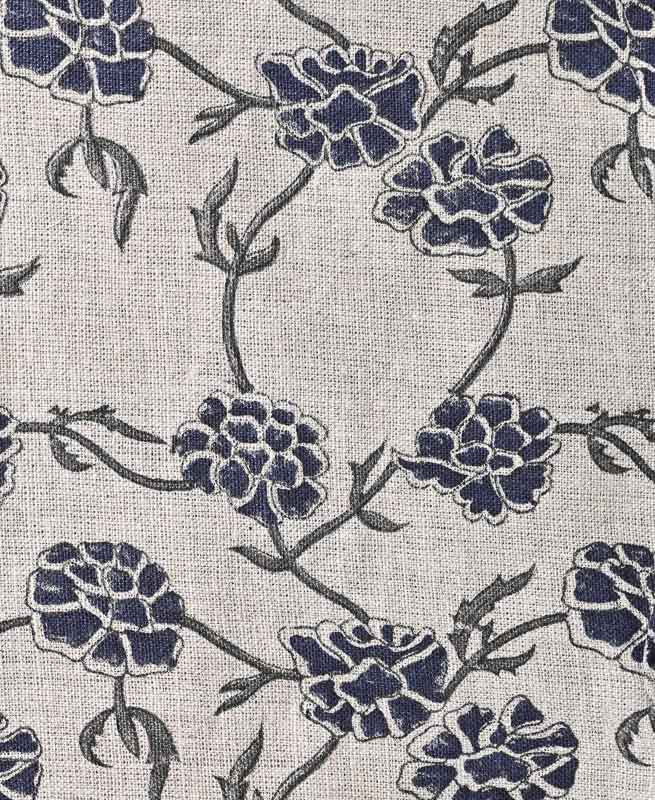 Joselyn Indian Hand Block Print Linen Fabric