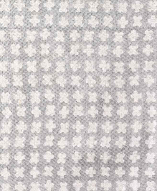 Enoki Designer Hand Block Print Linen Fabric For Upholstery