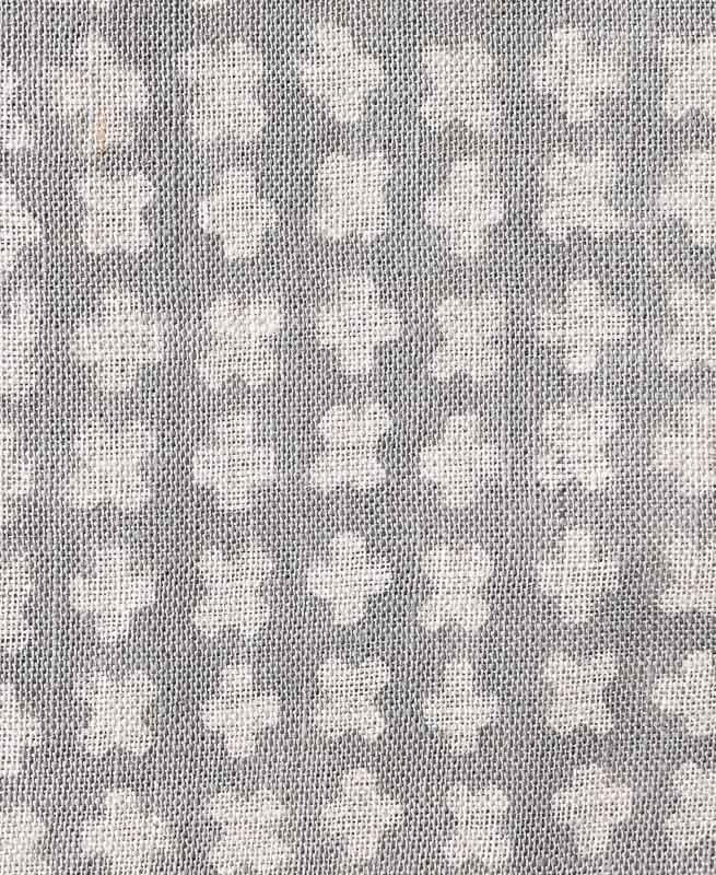 Enoki Designer Hand Block Print Linen Fabric For Upholstery