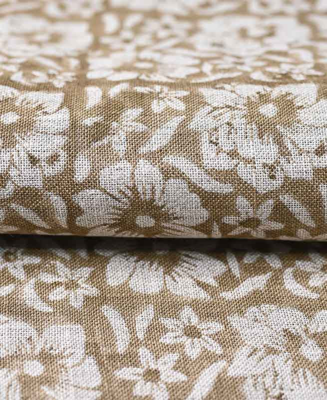ZAFFRA Hand Block Print Designer Linen Fabric For Upholstery, Curtains