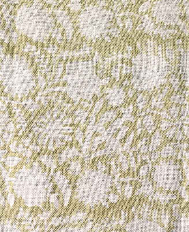 Zaples Block Print Linen Designer Fabric for Upholstery, Curtains and more