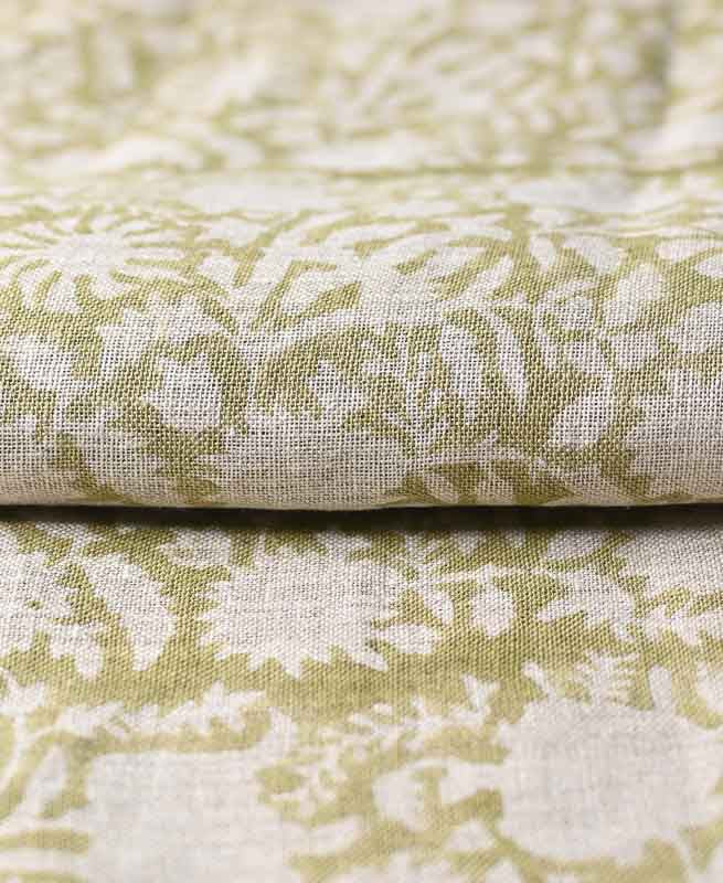 Zaples Block Print Linen Designer Fabric for Upholstery, Curtains and more