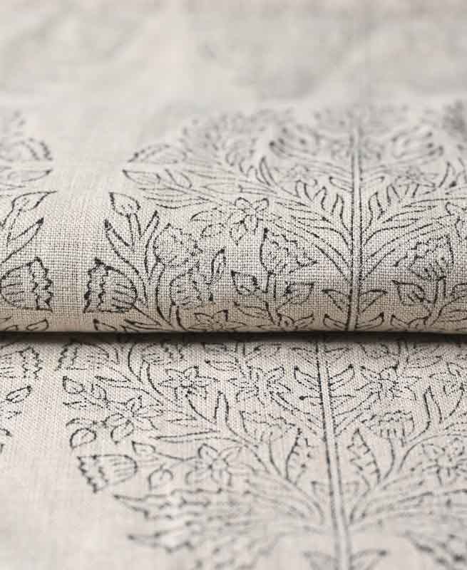 Dylan Hand Block Print Designer Linen Fabric for Upholstery
