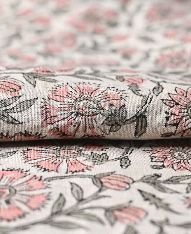 Veronica Hand Block Printed Linen Fabric