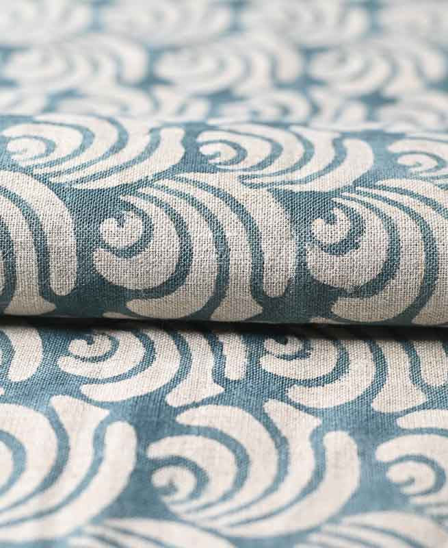 Maris Hand Block Printed Linen Upholstery Fabric