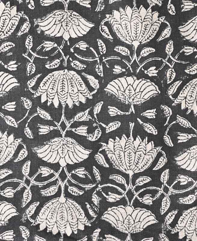 Tulip Flower Block Print Upholstery Fabric