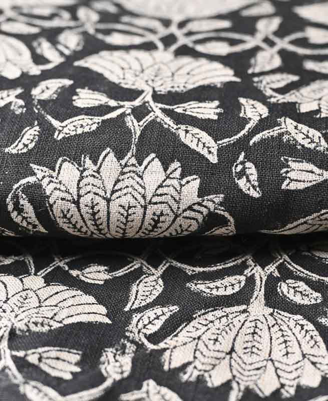 Tulip Flower Block Print Upholstery Fabric