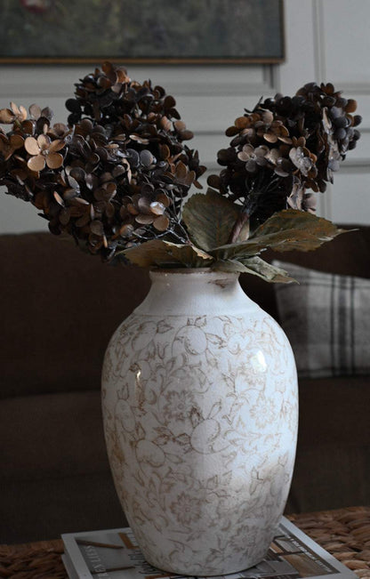 Dried Look Faux Cone Hydrangea Stem 30"