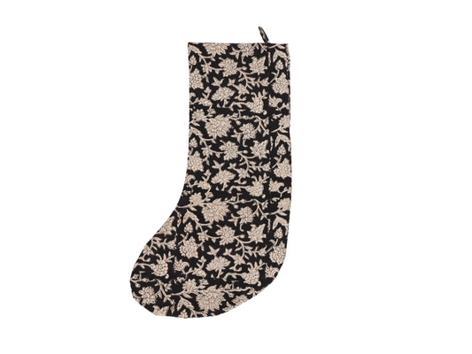 Black Floral Block Print Stocking