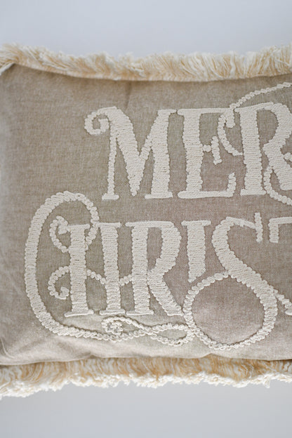 Neutral Merry Christmas Pillow