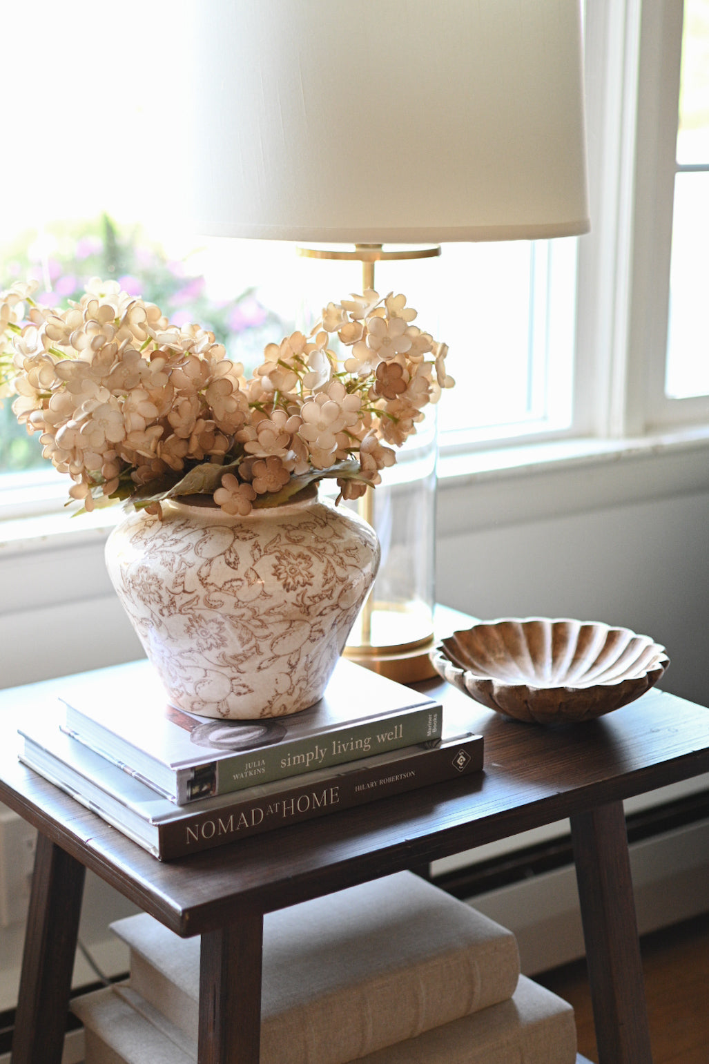 Dried Look Faux Cone Hydrangea Stem 30"